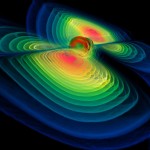 Computer simulation of two black holes merging into one, and the release of energy in the form of gravitational waves. Photo credit Bernd Brügmann (Principal Investigator), Max Planck Institute for Astrophysics, Garching, Germany. 